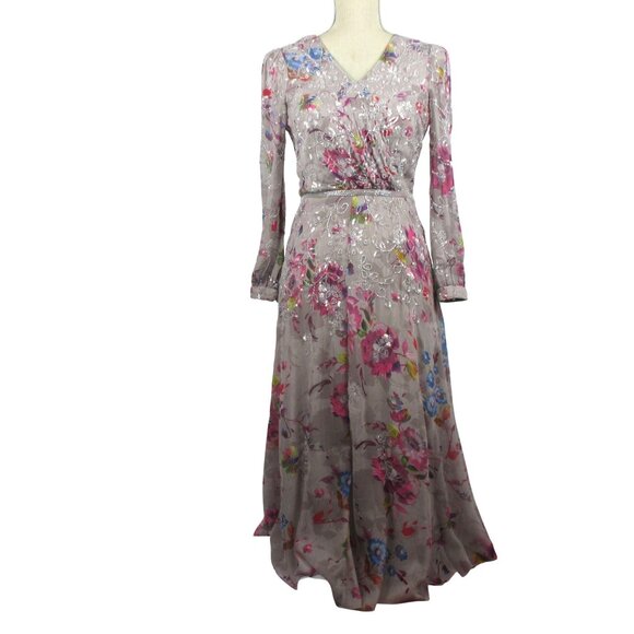 Mac Duggal Dress Multicolor Hand Embellished Floral Midi Size 6 Luxury $498 - Picture 1 of 9
